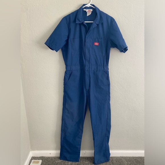 Dickies Coveralls Men Mechanic Full Body Suit Navy Short Sleeve Size 38 Regular - Picture 1 of 16